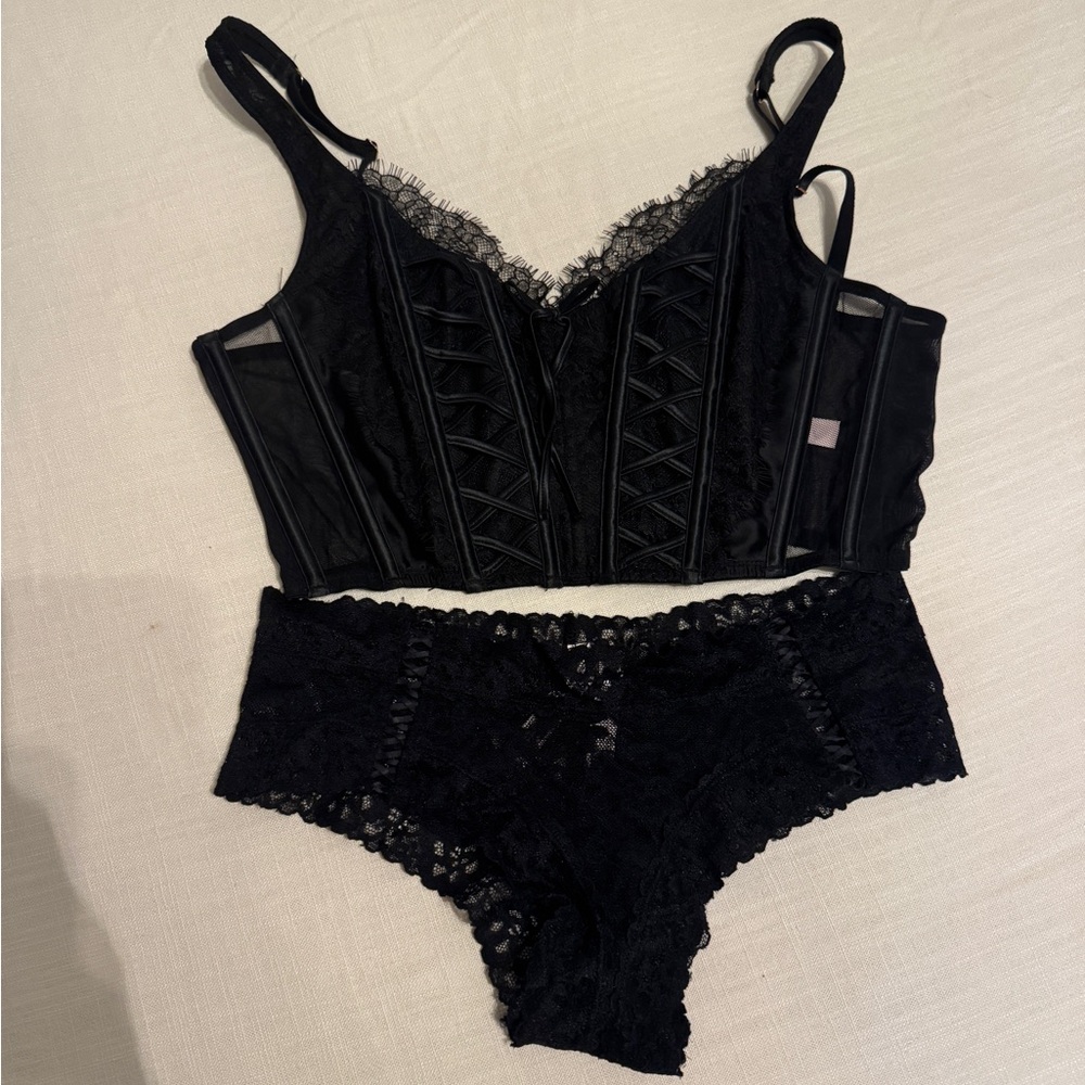 Victoria's Secret Black Lace Corset set